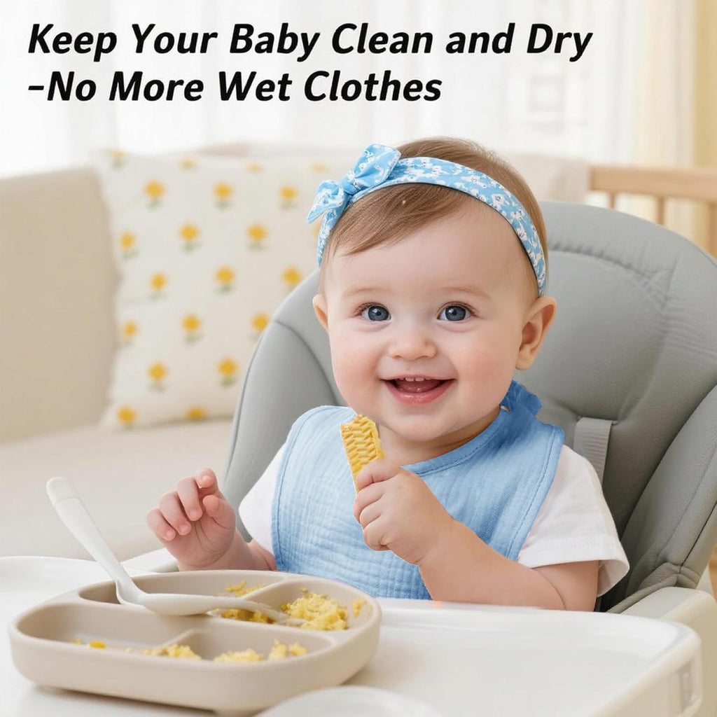 AMAWMW Muslin Baby Bibs for Unisex Boys Girls 6Pack Baby Bandana Drool Bibs Adjustable Newborn Bib for Drooling & Teething