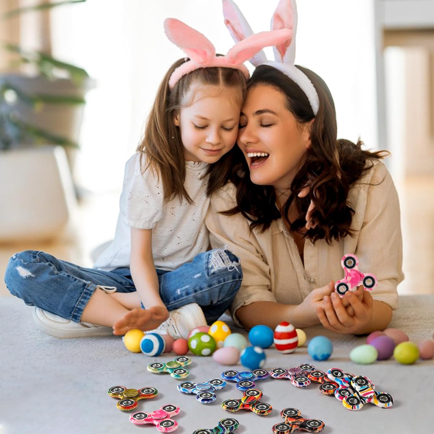 SCIONE 24 Pack Fidget Spinner Toy, Finger Spinner Fidget Pack-Anxiety Toys Stress Relief Reducer-Party Favors for Kids/Adults Birthday Easter Goodie Bag Stuffer,Classroom Prizes