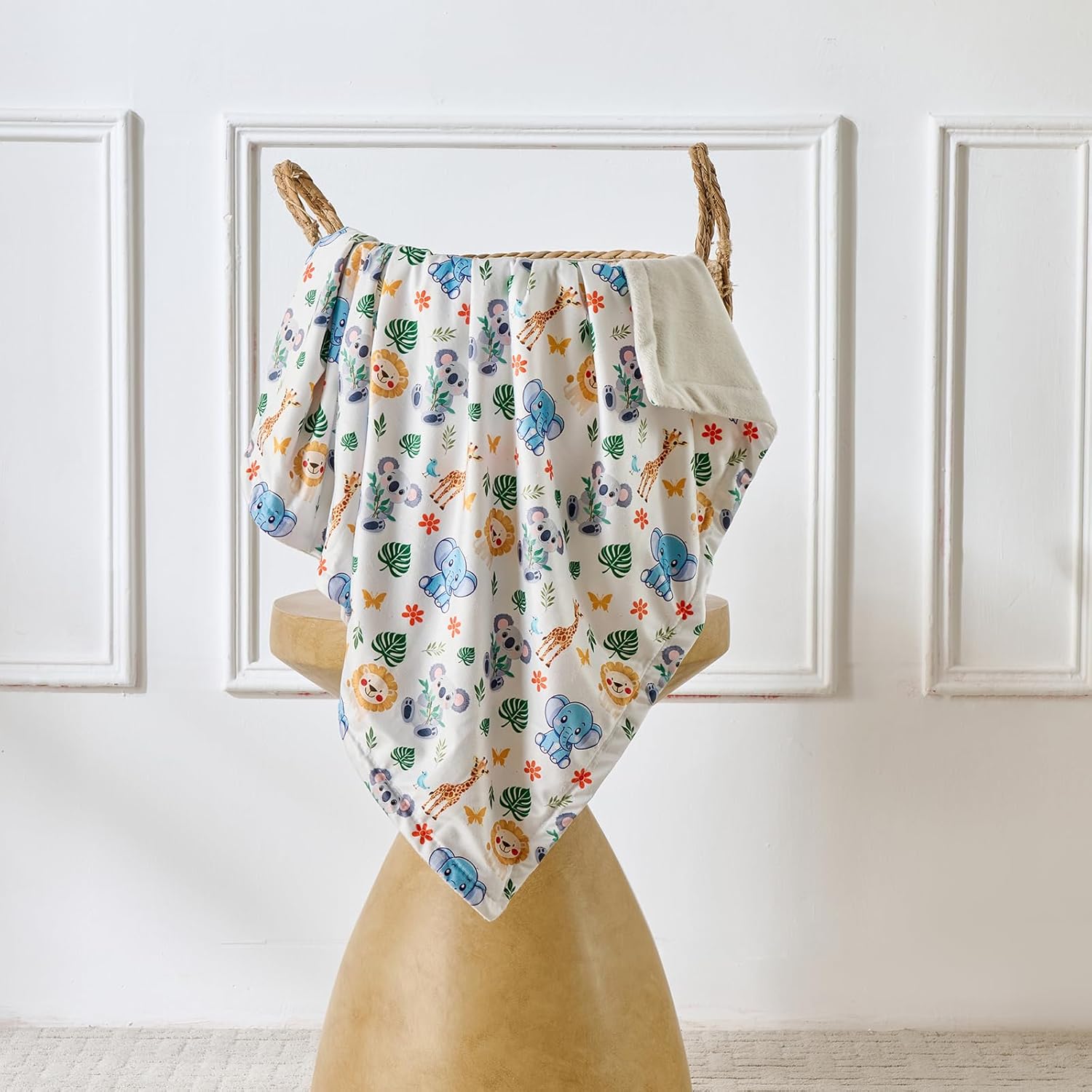 Baby Blanket 30x40 Inches Soft Double Layer Fleece Throw with Cute Animals Print Gender Neutral Crib Blanket for Infant, Toddler, Newborn Baby Girl or Boy Shower Gift