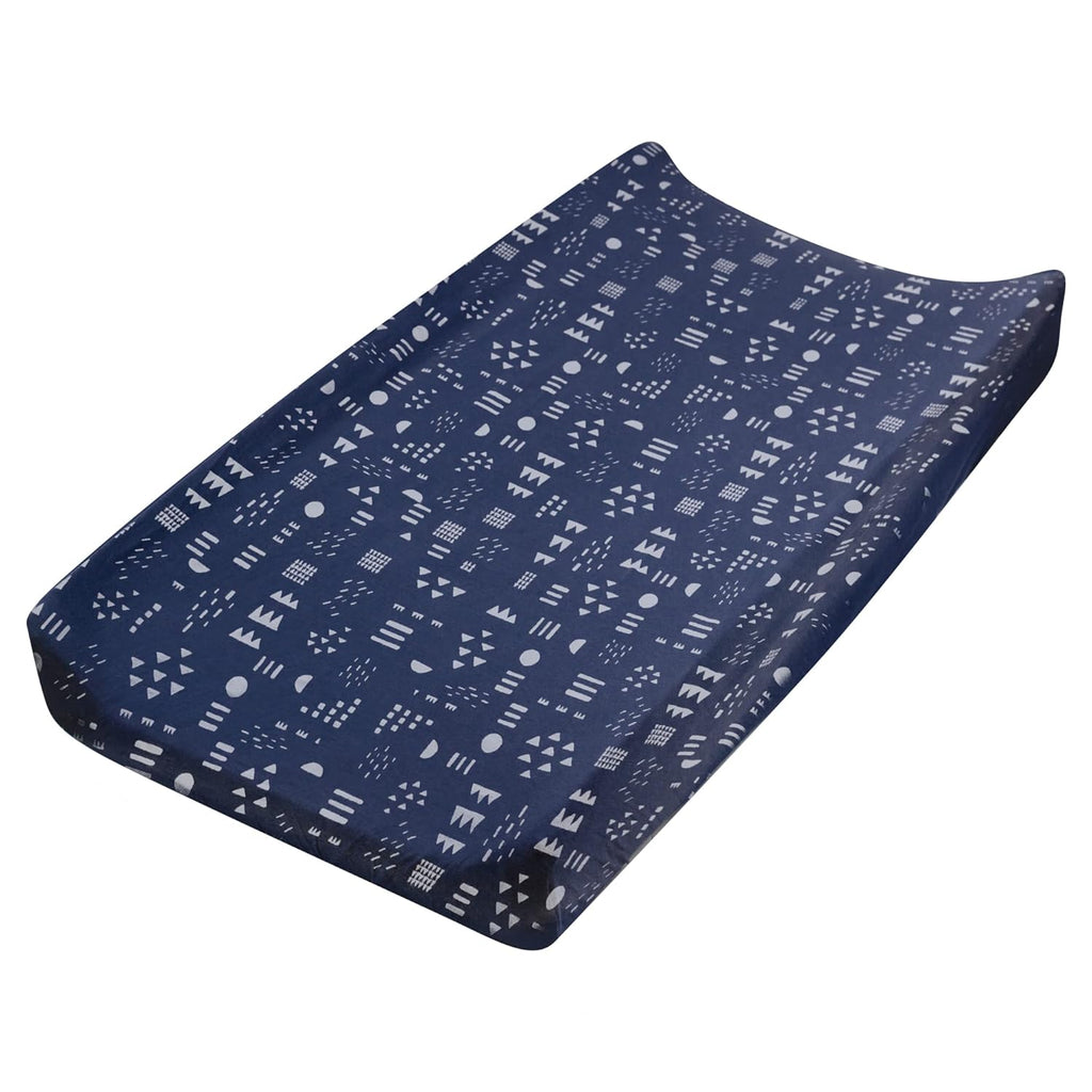 HonestBaby Organic Cotton Changing Pad Cover, Pattern Play Navy, One Size