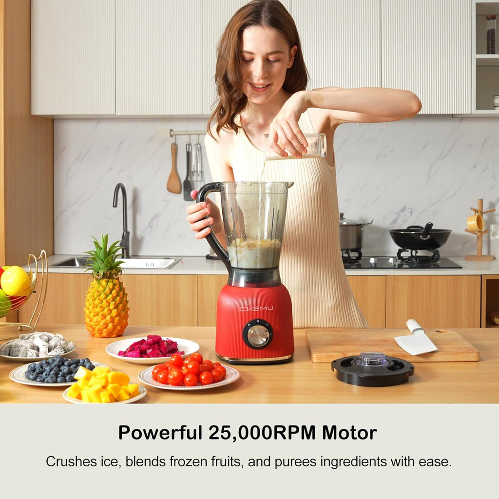 Professional Blender | 8-Cup Big Capacity | Powerful 25,000RPM Motor | Perfect for Smoothies, Shakes, and Frozen Drinks | BPA-Free & Dishwasher-Safe | Red