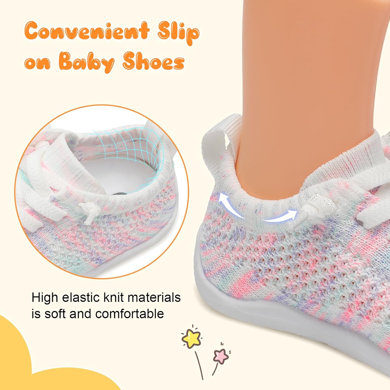 JIASUQI Baby Shoes for Toddler Boys Girls Sneakers Slip on Walking Shoes for Babies
