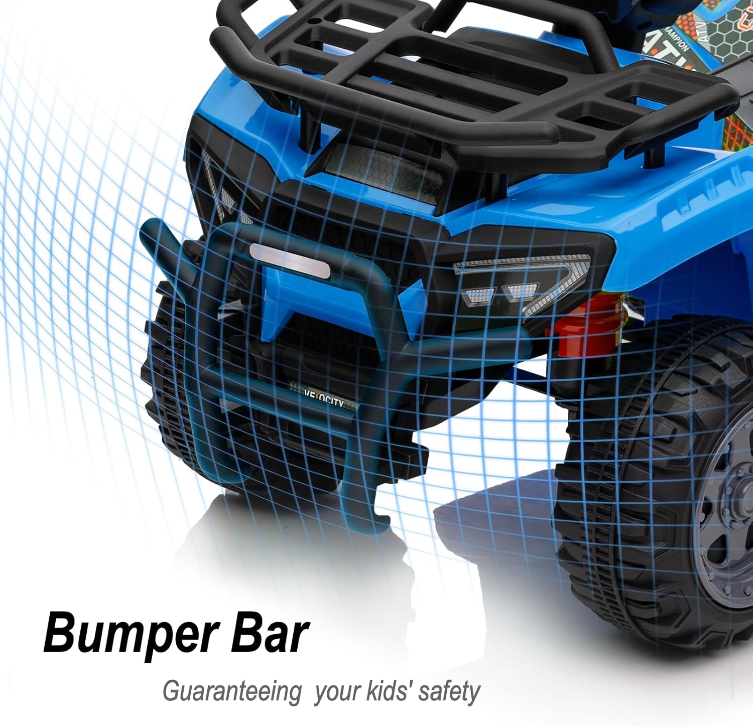 Kids ATV 4 Wheeler, 6V Ride-On Toy for Toddlers 1-3 Boys & Girls with Music, Forward & Reverse - Blue