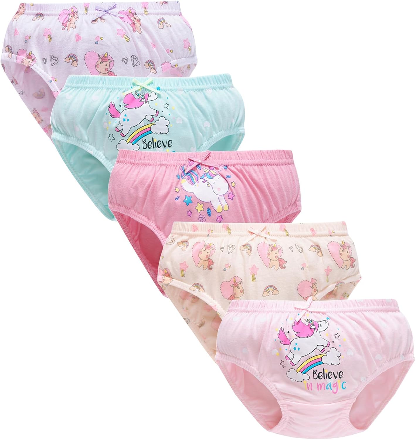 CHUNG Toddlers Little Girls Cotton Briefs Panties Pack of 5/6 Print Underwear 2T-10Years