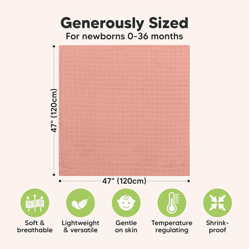 4-Pack Muslin Swaddle Blankets for Boys, Girls - Organic Baby Swaddles for Newborns, Soft & Breathable Receiving Baby Blankets for Girl, Boy, Neutral, Newborn Essentials Gift (Lavender)