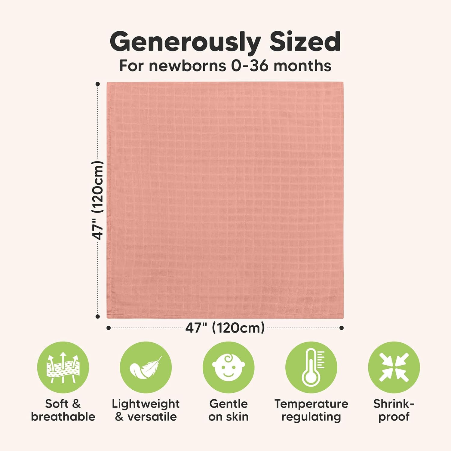 4-Pack Muslin Swaddle Blankets for Boys, Girls - Organic Baby Swaddles for Newborns, Soft & Breathable Receiving Baby Blankets for Girl, Boy, Neutral, Newborn Essentials Gift (Lavender)