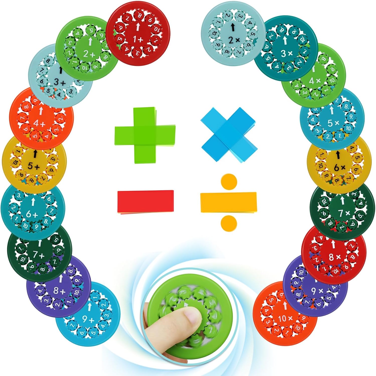 Math Facts Fidget Spinners, Number Fidgets Spinner, New ADHD Anxiety Game Mini Quiet Fidget Toys, Counting Fidgeters for Kids Early Education Classroom Learning (Mix 18pcs)