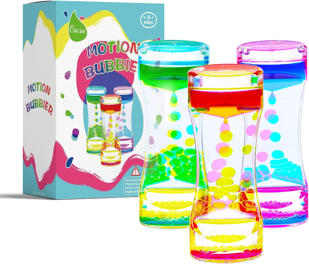 Liquid Motion Bubbler - Colorful Liquid Hourglass Sensory Toys for Relaxation & Focus - Fidget Toy for Adults & Kids - Decor for Table, Office, Shelf or Study - New & Improved Model - 6.7x2.6in