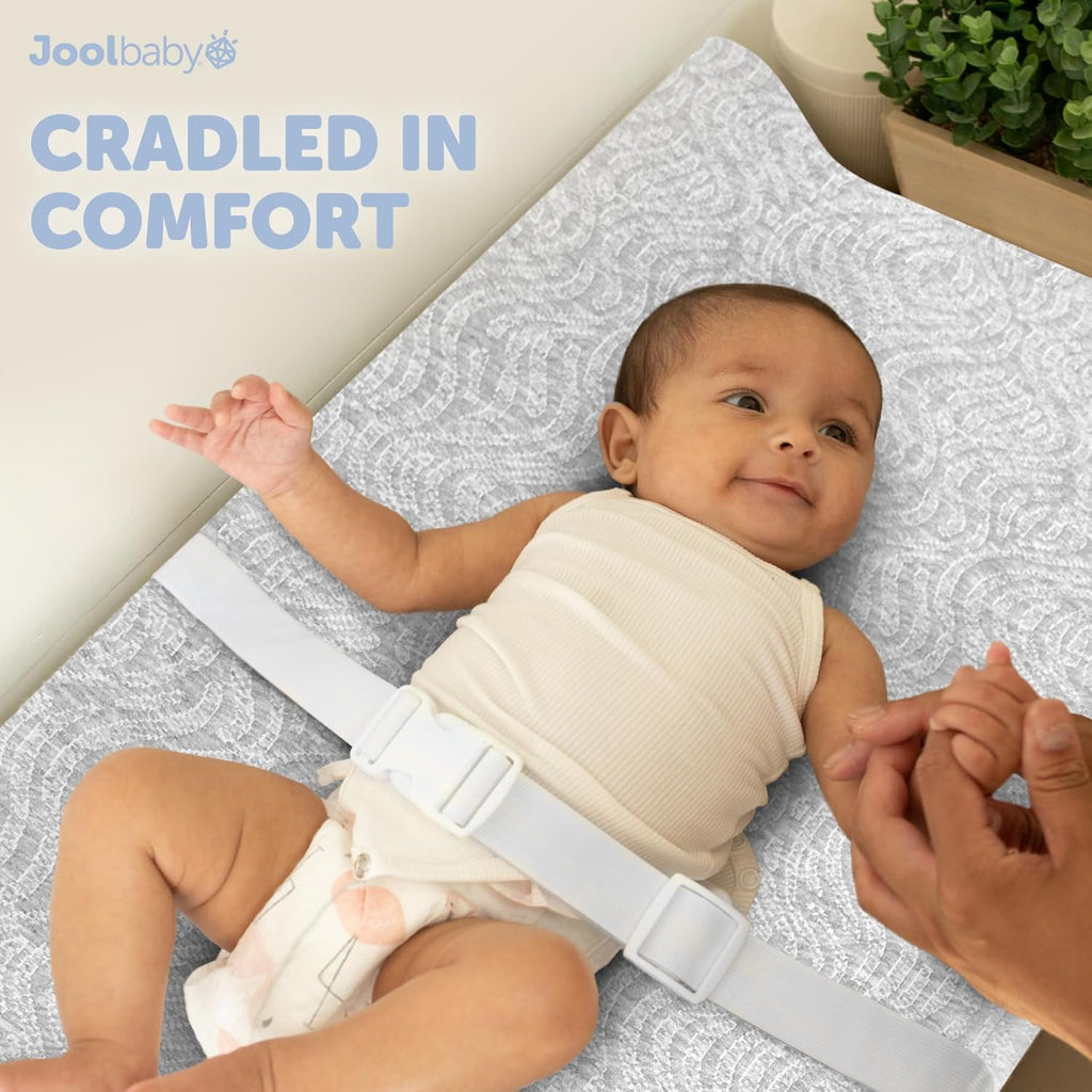 Jool Baby Soft Changing Pad + Washable Cover, Non-Slip - Fits Standard Changing Tables & Dressers (Gray/Wave)