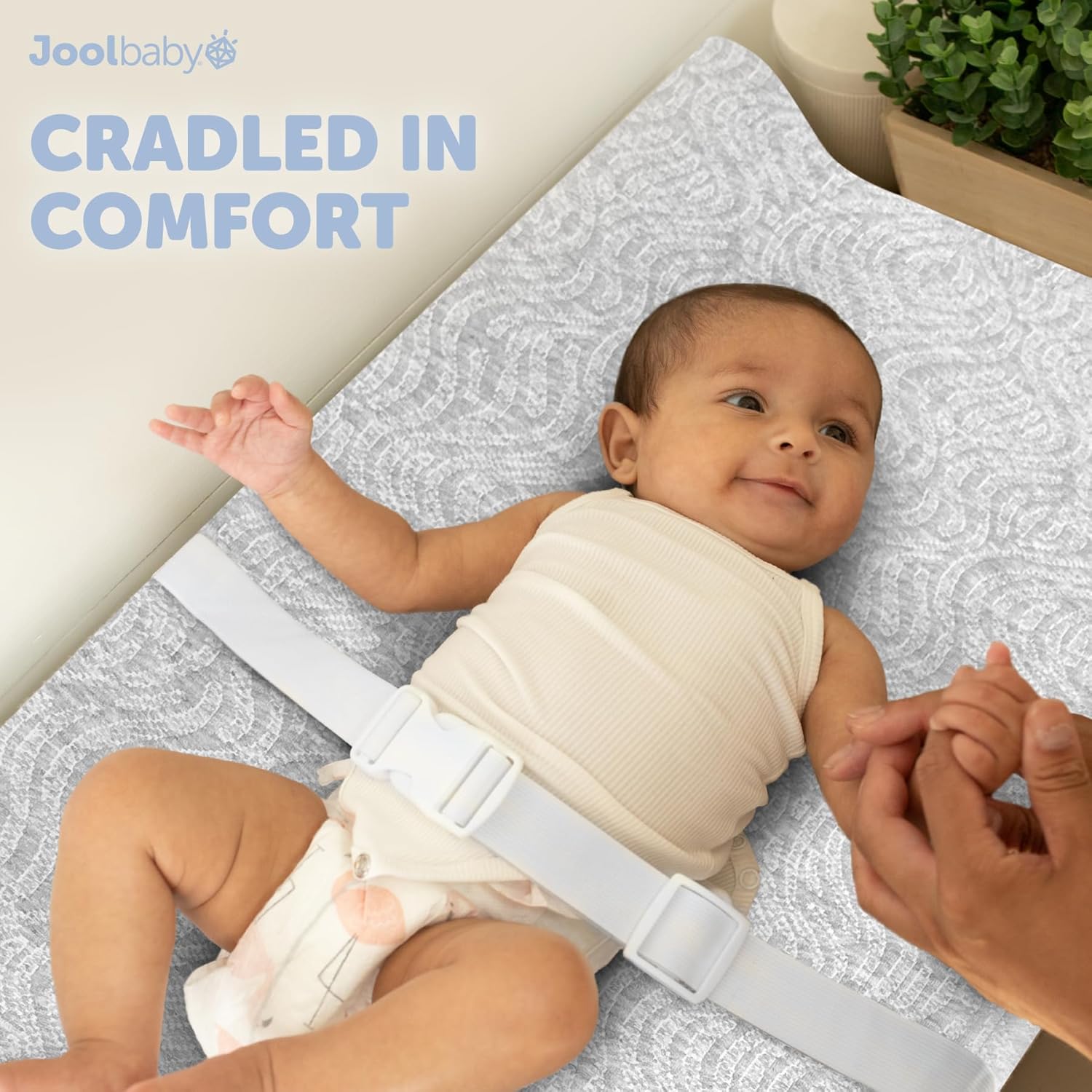 Jool Baby Soft Changing Pad + Washable Cover, Non-Slip - Fits Standard Changing Tables & Dressers (Gray/Wave)