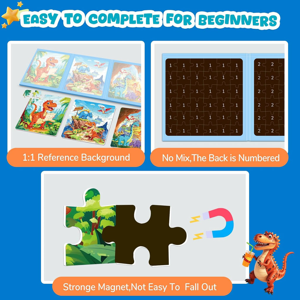 Magnetic Jigsaw Puzzles for Toddlers Kids 3-8 Boys,(3 36-Pieces) Travel Puzzles Toys for Kids Ages 4-6,Take-Along Car Airplane Road Trip Activities Game for 3 4 5 6 7 8 Year Old Birthday Gift