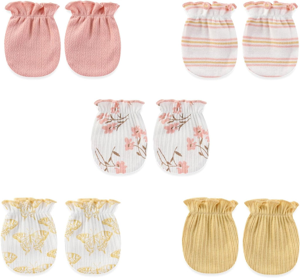 5 Pairs Baby Not Scratch Mittens 0-6 Months New Born Boy Girl Gloves Cute Infant Accessories