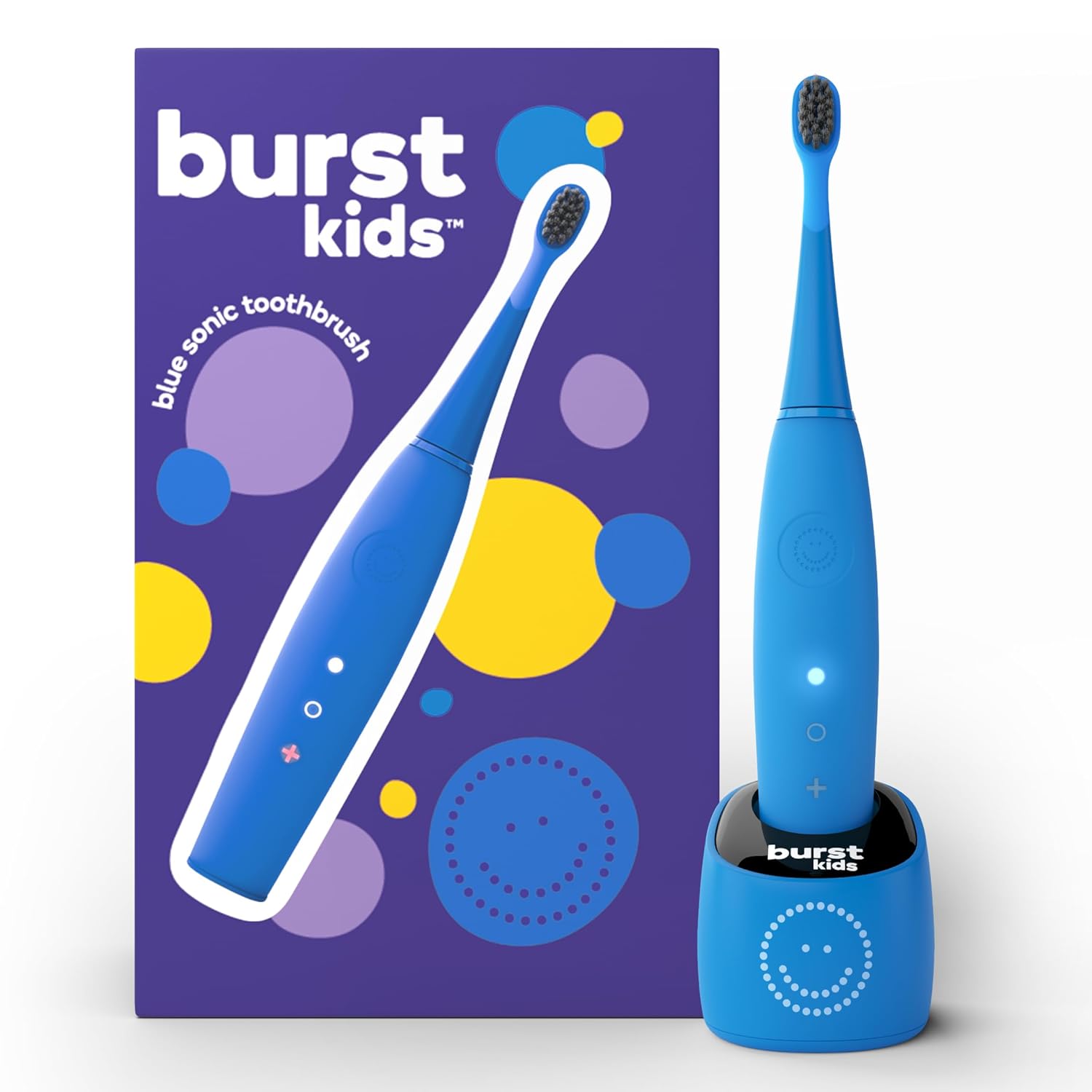 Burst Kids & Toddlers Electric Toothbrush (Blue) | Soft Bristles | Two Minute Timer | Rechargeable Battery | Easy-Grip Silicone Handle | 2 Modes for Healthy Smiles | Ages 3+