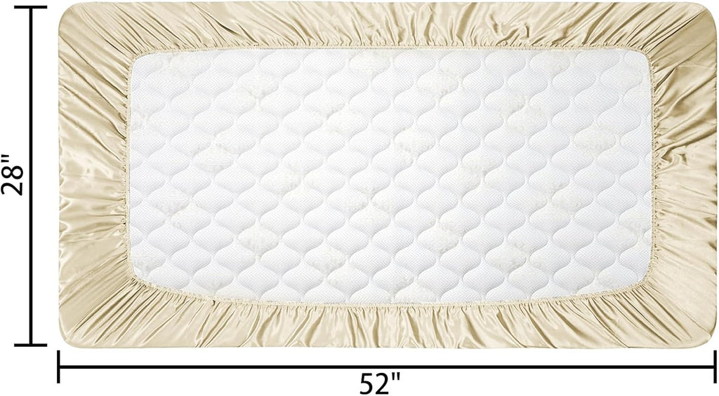 2 Pack Satin Soft Crib Sheet for Baby with Sensitive Hair Silky Baby Mattress Sheet Pink and Violet Unisex 52x28in (Satin Brown & Green)