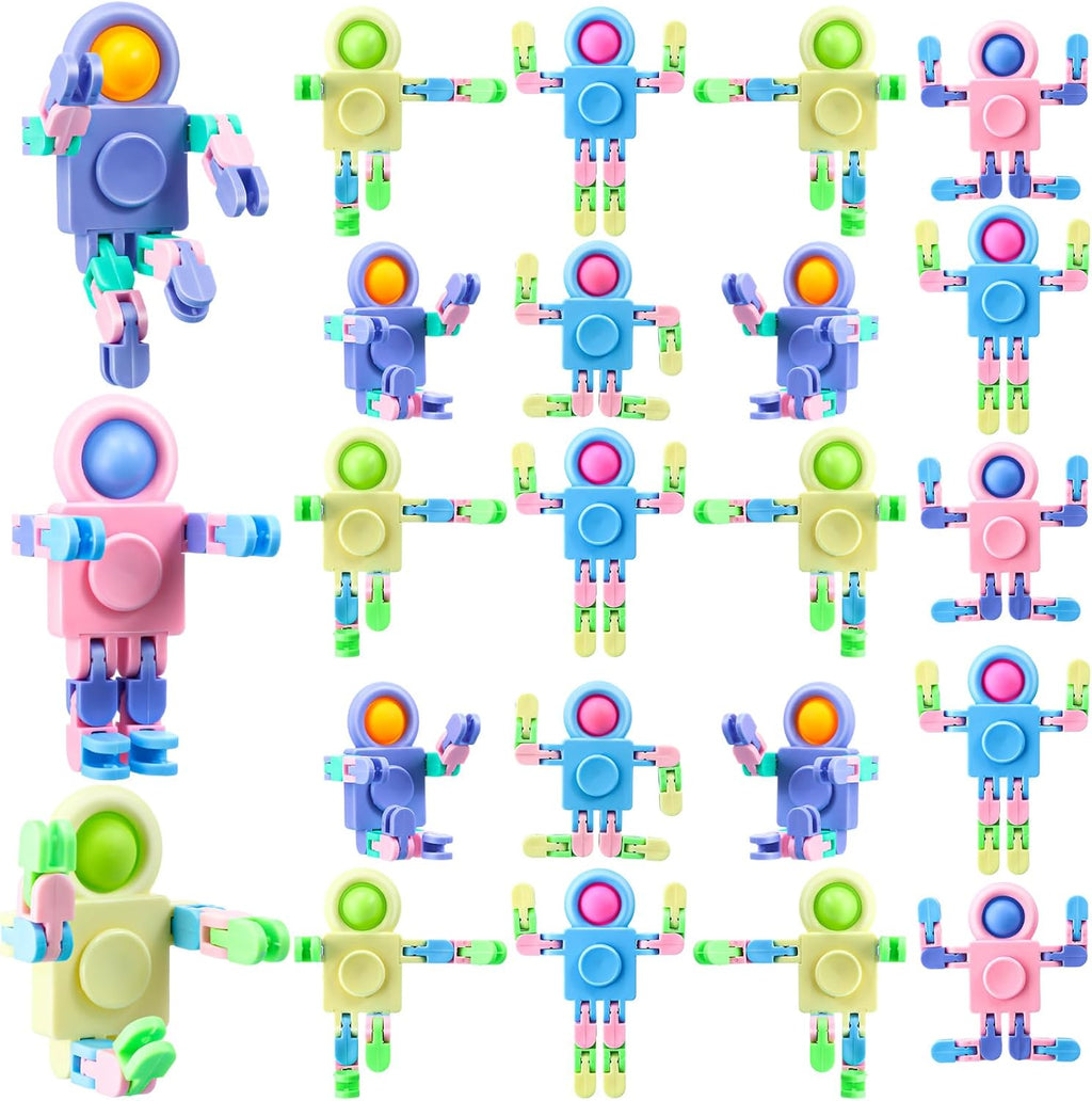 Hanaive 24 Pcs Robot Fidget Spinners Transformable Fingertip Gyro Chain Toy Fidget Sensory Toys Deformable DIY Stress Relief Fidget Toy Adults Pinata Goodie Bag Birthday School Gift