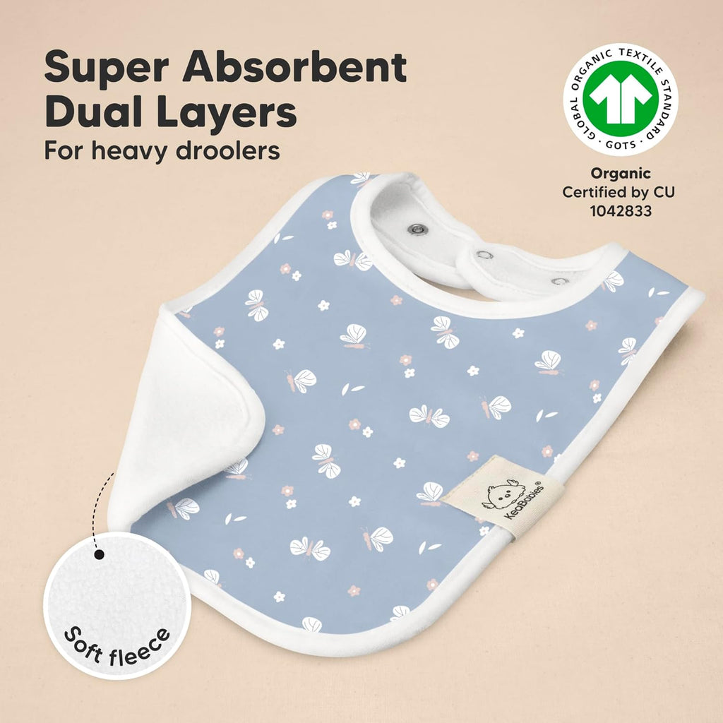 KeaBabies 8-Pack Organic Baby Bibs for Boys, Girls - Super Absorbent Cotton Drool Bibs for Baby Girl & Boy, Teething Toddler, Drooling Newborn, Ultra Soft & Machine Washable (Fleur)