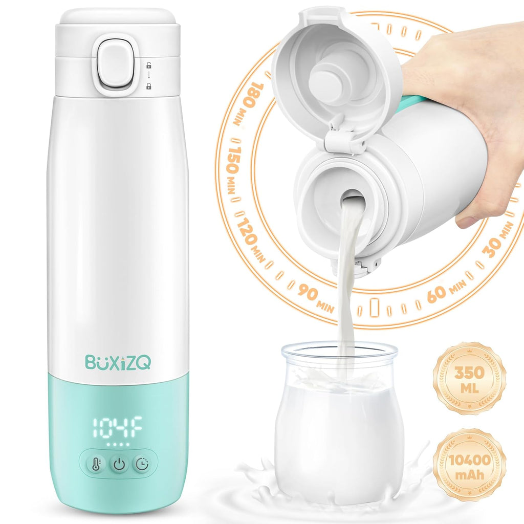 Portable Bottle Warmer for Travel,Portable Milk Warmer for Baby-12oz Ceramic Heater Heating,Fast Charging & Cordless Portable Baby Bottle Warmer -Dual Heating Modes for Breast Milk & Water,Green