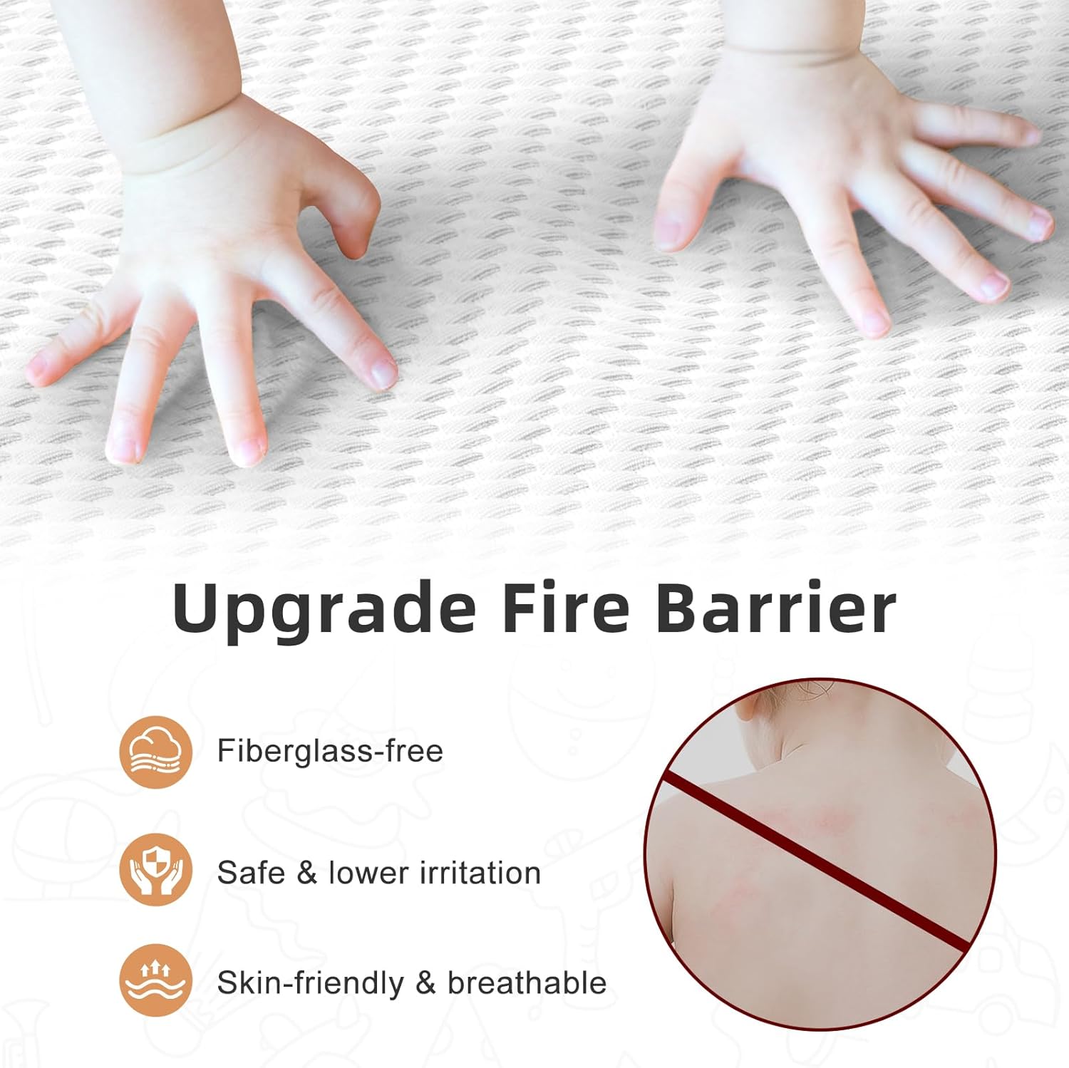 Crib Mattress, 52 x 27 Dual-Sided Comfort Baby and Toddler Mattress with Memory Foam, Waterproof, Breathable & Removable Cover with One of Side Cooling Fibers Specially Designed for Summer