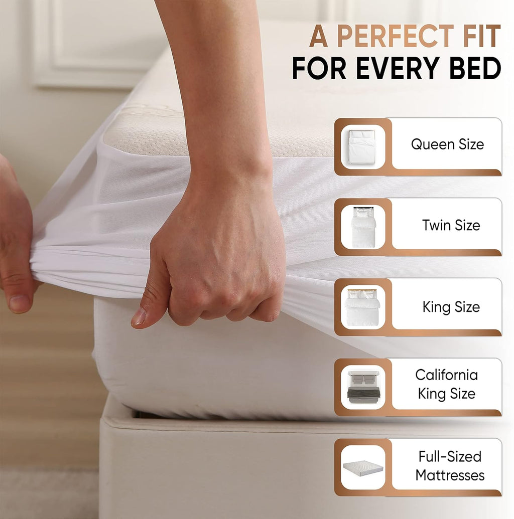 Waterproof Organic Mattress Protector Full - Organic Cotton Breathable Mattress Pad Cover - 200 GSM Comfort - Deep Pocket - Fitted Comfort