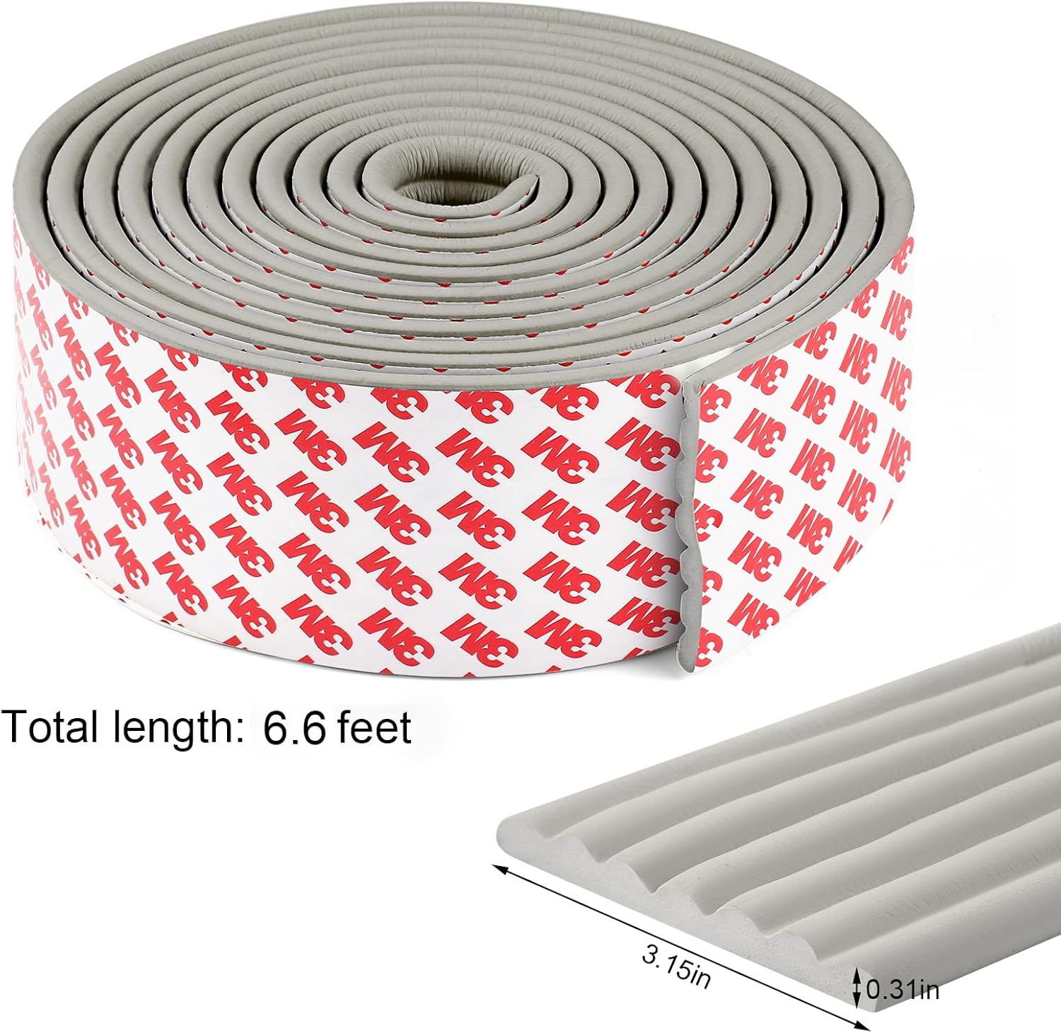 Upgrade Baby Proofing Edge Guards 6.6 ft Protector with 3M Adhesive Double Sided Tape,Extra-Wide Soft NBR Rubber Foam Padding,Furniture Safety Corner Edge Bumper Guard-Grey