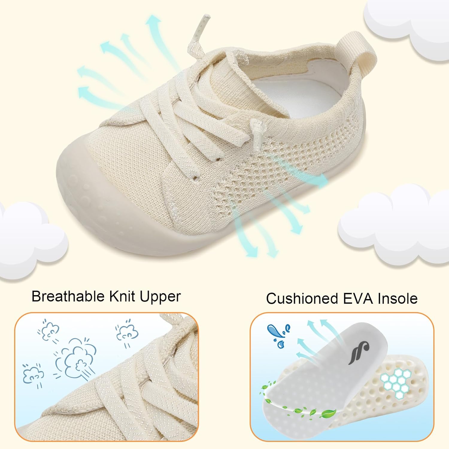 JIASUQI Baby Shoes for Toddler Boys Girls Sneakers Slip on Walking Shoes for Babies