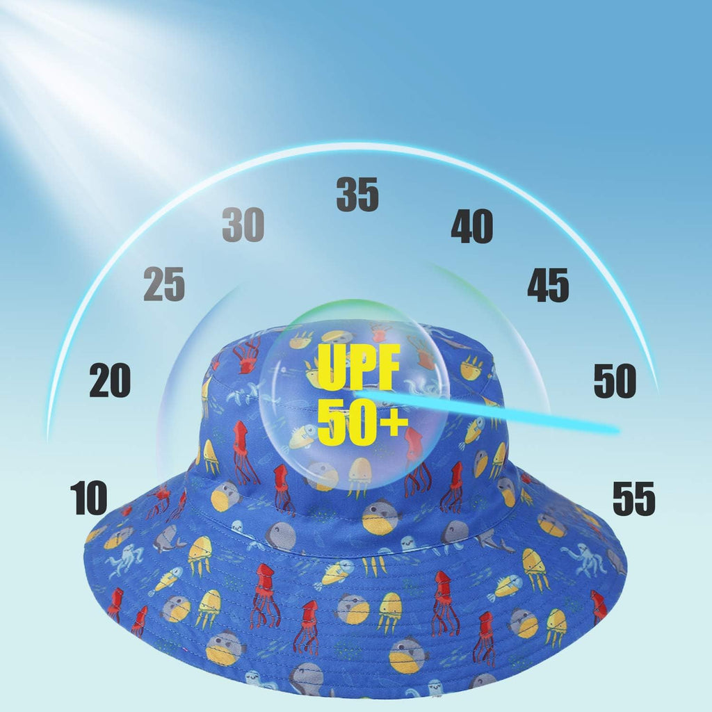 Baby Sun Hat Toddler Beach Swim Hats UPF 50+ Summer Bucket Hat Kids Infant Wide Brim Adjustable Sun Hat for Baby Boy Girls