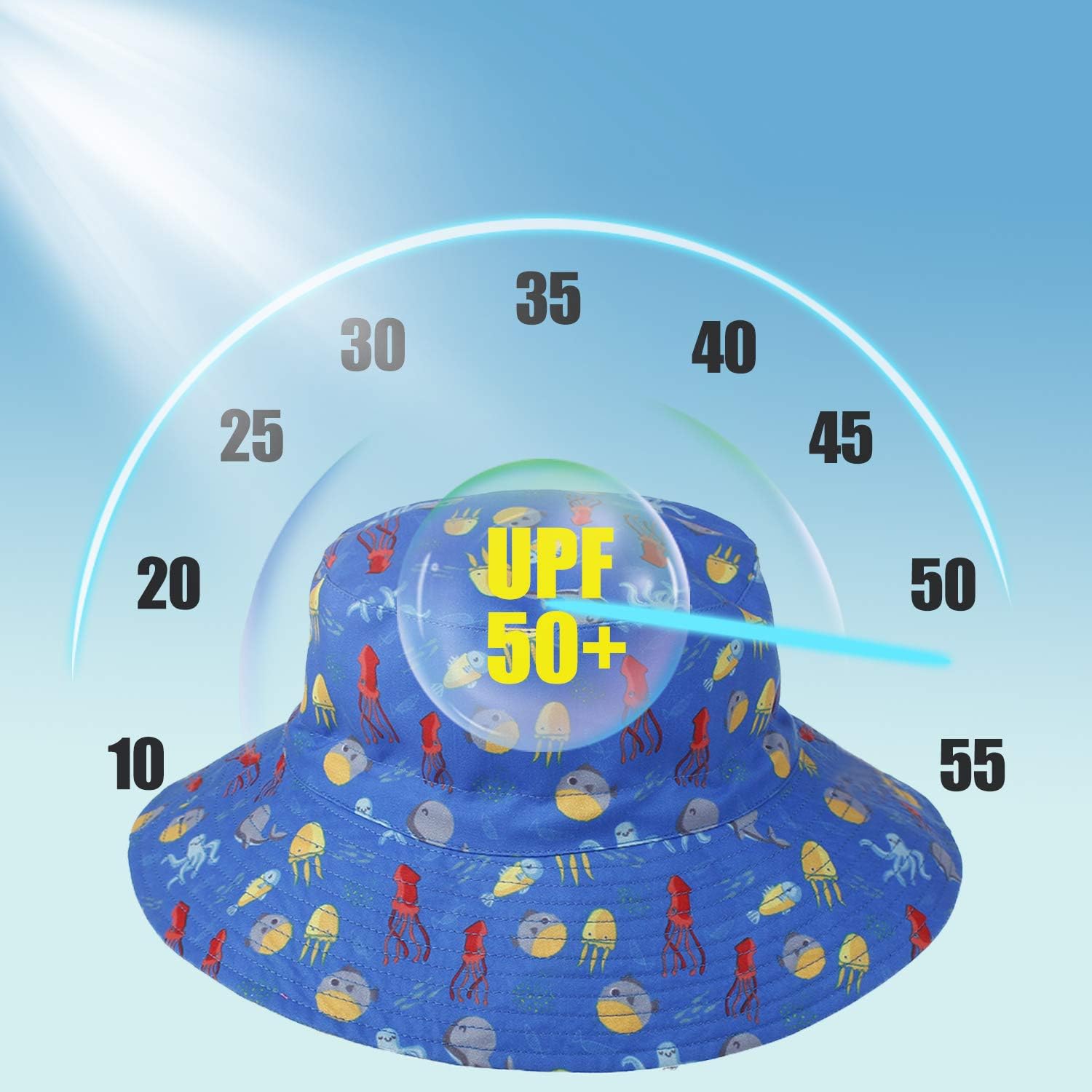 Baby Sun Hat Toddler Beach Swim Hats UPF 50+ Summer Bucket Hat Kids Infant Wide Brim Adjustable Sun Hat for Baby Boy Girls