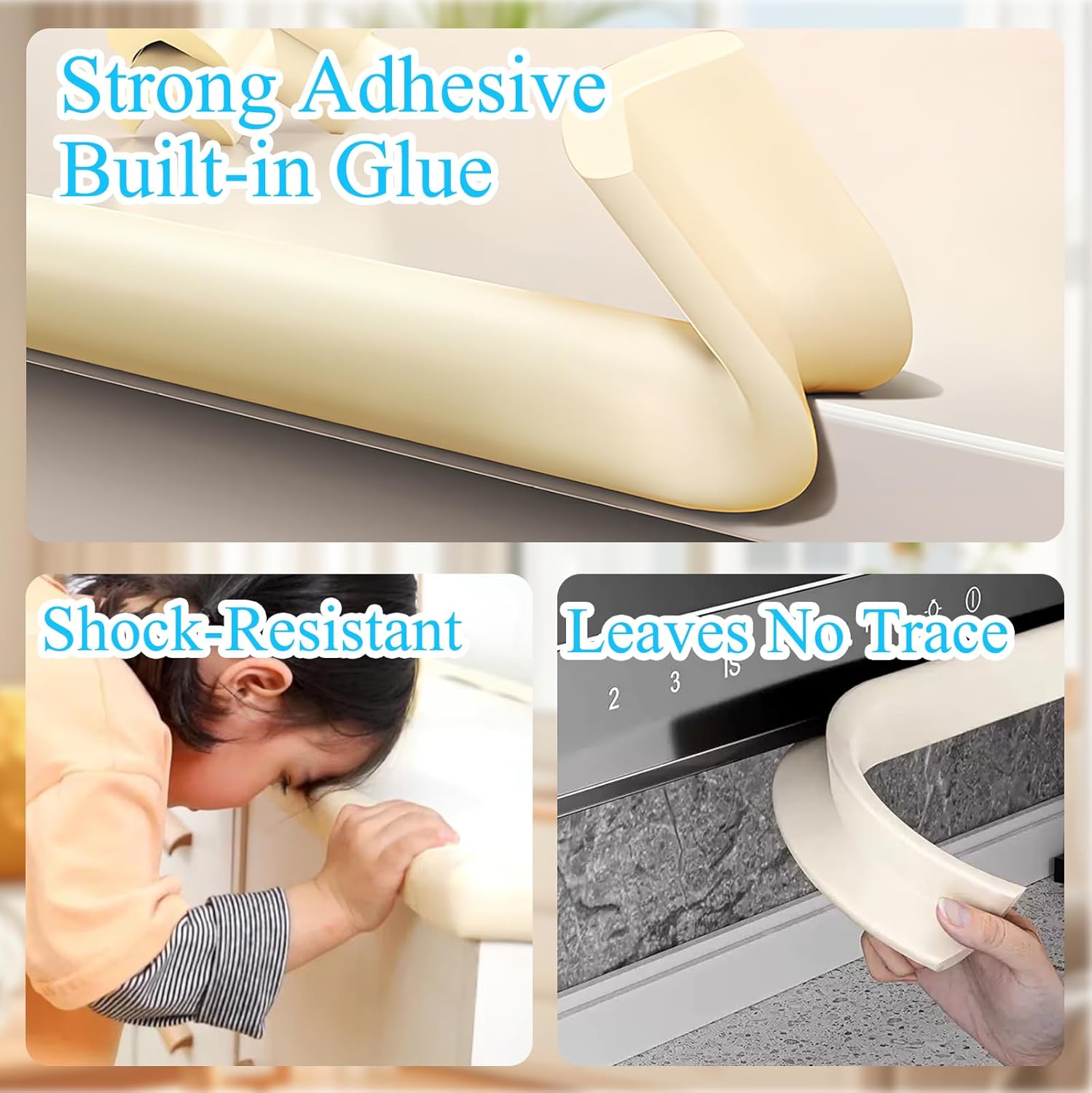 Baby Proofing Edge Corner Protector,1Roll L-Shape Soft Cabinet Door Bumper Corner Strip,4 Furniture Safety Bumper Corner Guards,Wall Protector,Self Adhesive,for Nursery,Kitchen,Fireplace,Table