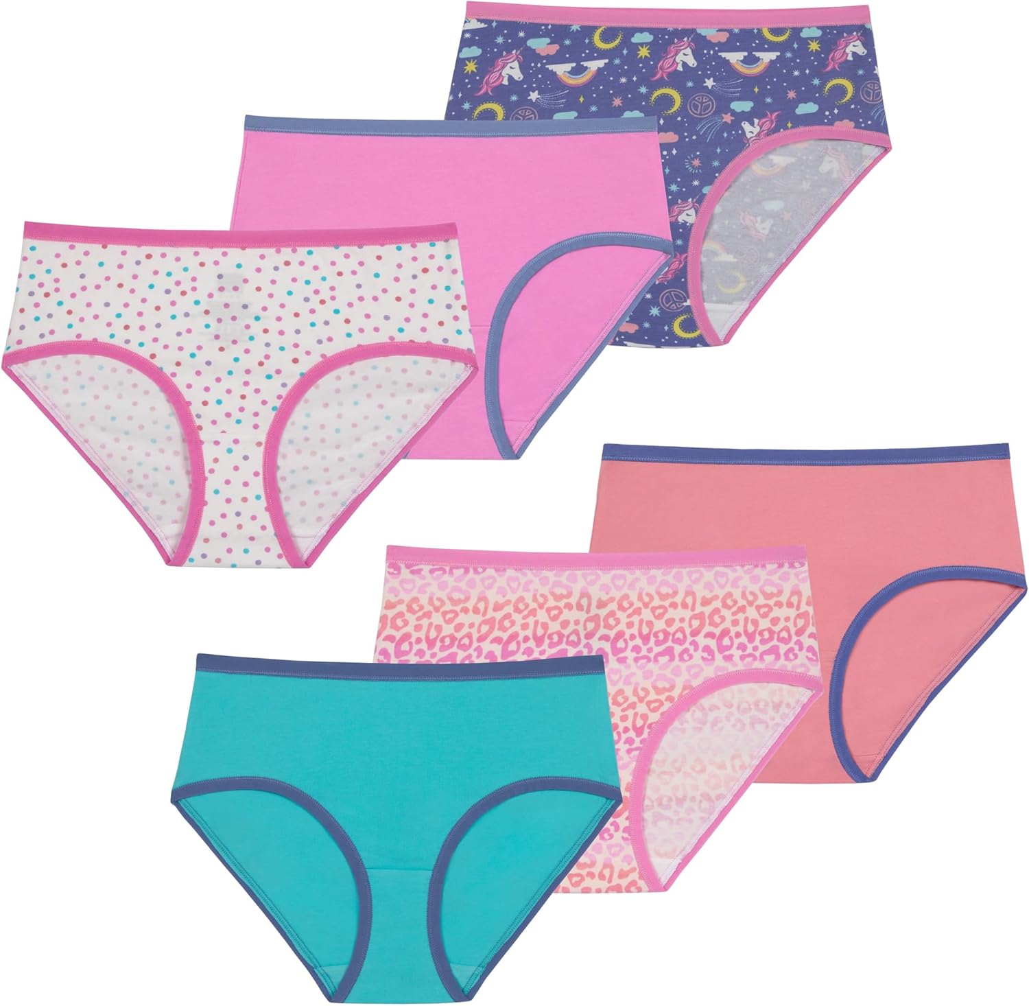 Saint Eve Kids Little Girls Cotton Underwear, Soft Breathable Multi Pack Brief Panties