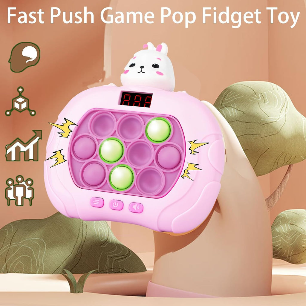 Fast Push Game Pop Fidget Toy for Kids, Quick Push Bubble Game 6 Modes Handheld Puzzle Game Sensory Toy with LED Screen Pop It Game Light Up Fidget Toy Gift for 3 to 12 Year Old Girls Boys