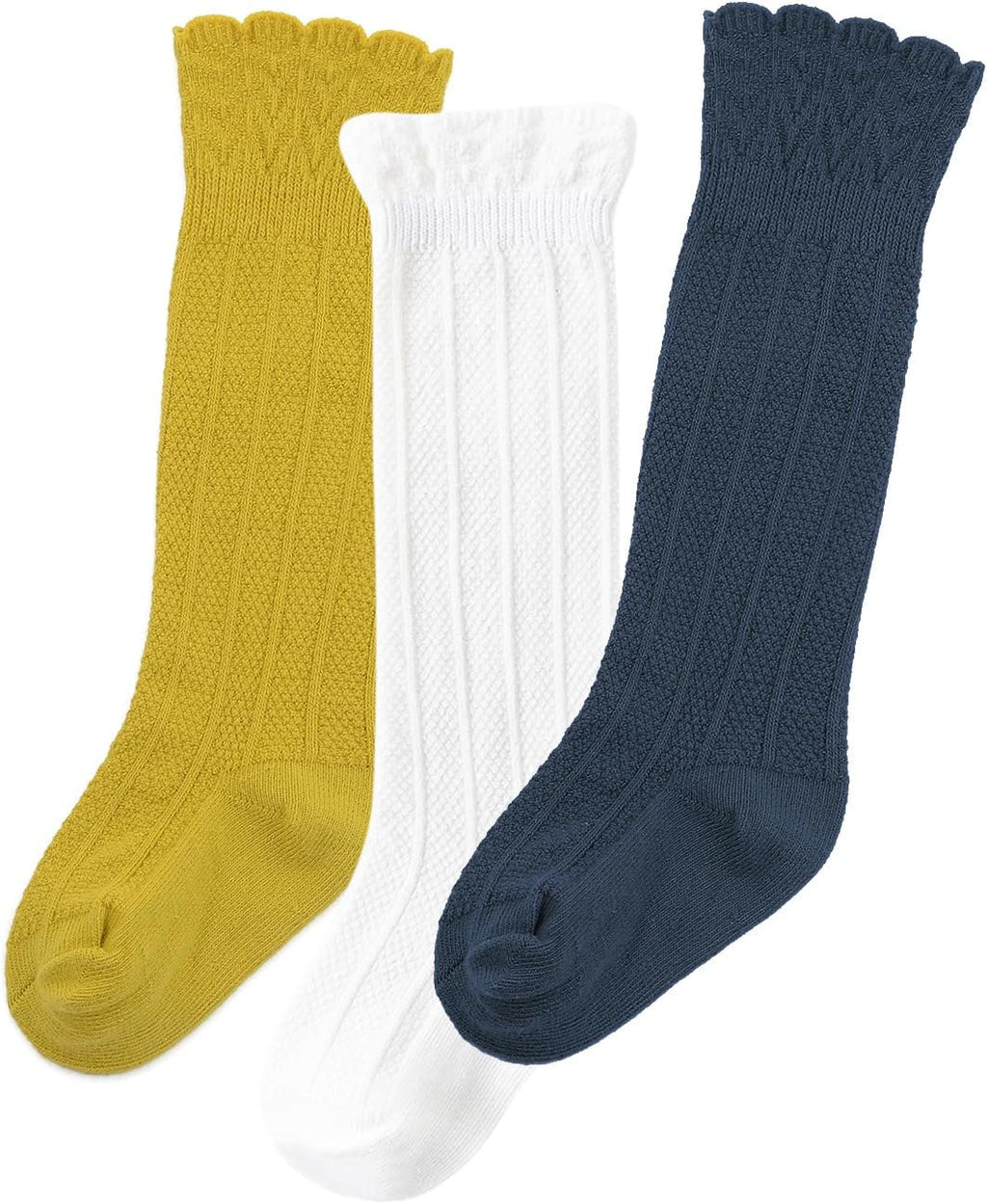 Zando Baby Knee High Socks - Infant to Toddler, Cotton Ruffle Socks, Warm Girls & Boys Long Stockings, 3-6 Pairs