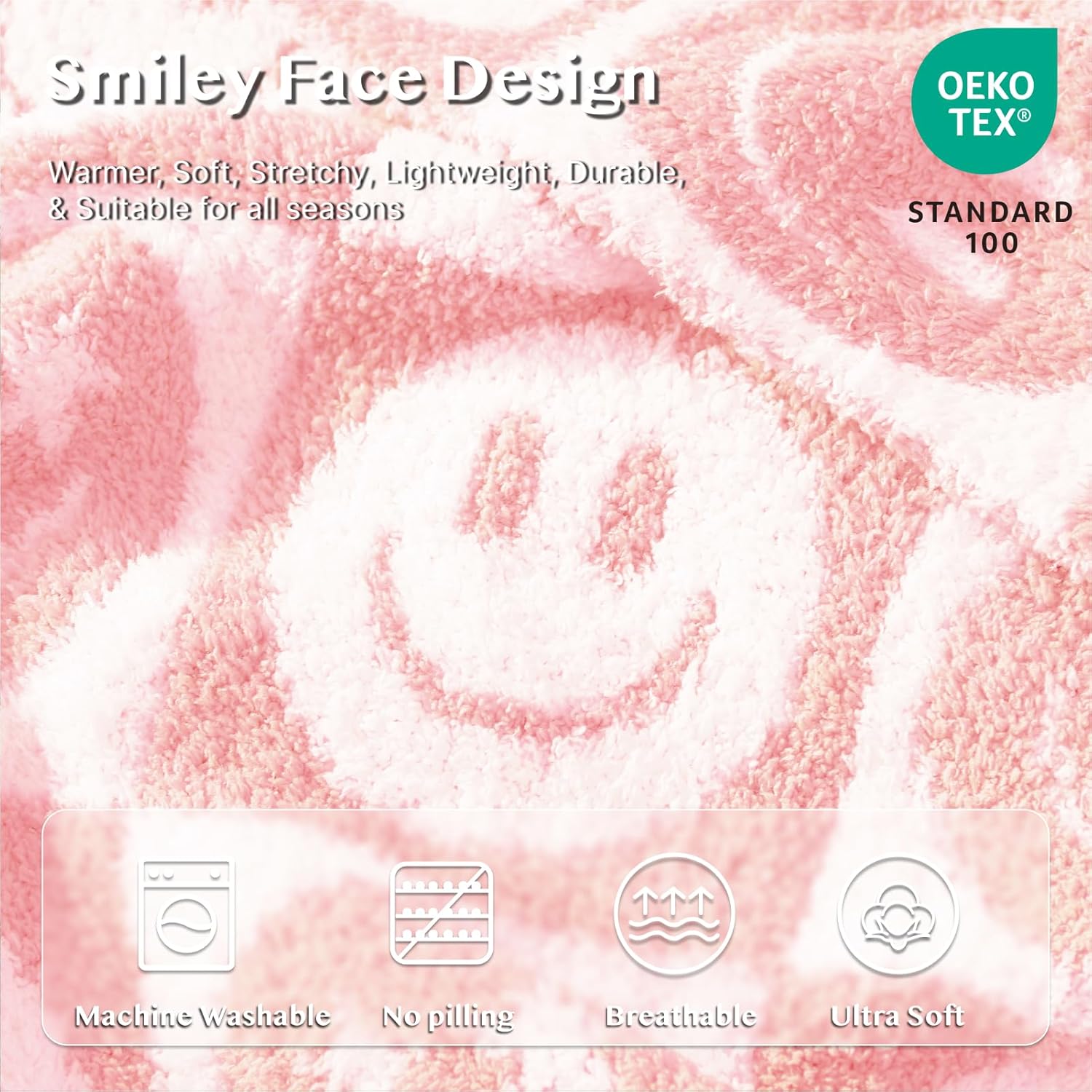 WRENSONGE Checkered Throw Blanket Blossom Smiling Face Soft Cozy Fluffy Warm Hand Made Throw Blankets for Couch, Sofa, Chair, Bed, Camping, Picnic, Travel Lightweight Bed Blanket - 50"*60"