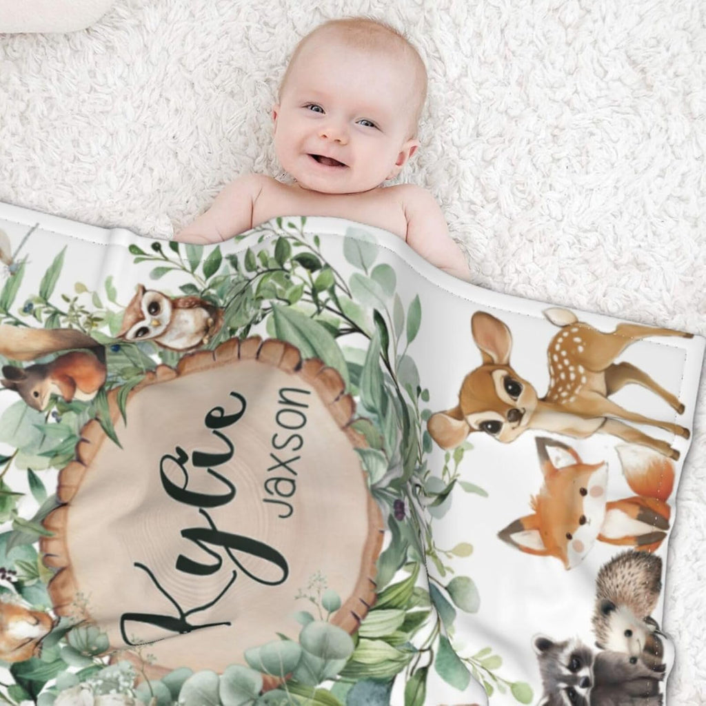 Custom Blanket for Boys Girls Personalized Baby Blanket with Name Customized Baby Gifts for Birthday Baby Shower Christmas Soft Flannel Bed Throw Blanket for Newborn Kids Personalized Blankets