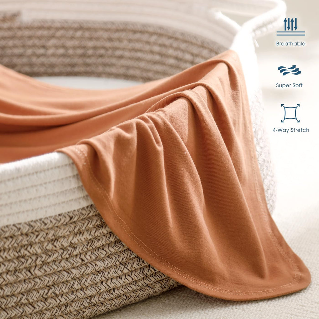 GRSSDER Newborn Swaddle Blanket, Ultra Soft Jersey Receiving Blanket with Matching Headband and Beanie Set 33×44", Stretchy Baby Neutral Swaddle Wrap for Girls and Boys