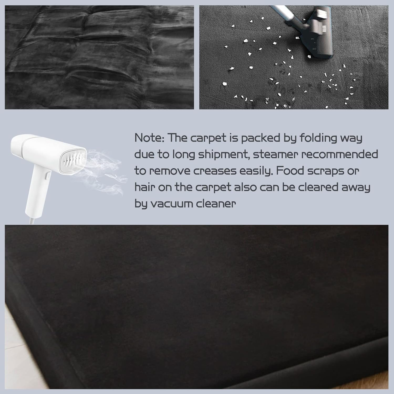 MAXYOYO Black Coral Velvet Area Rug, Thick Japanese Tatami Mat Living Room Carpet with Non-Slip Backing, Large Solid Color Mat for Bedroom Dormitory Yoga, 59 by 78 inch