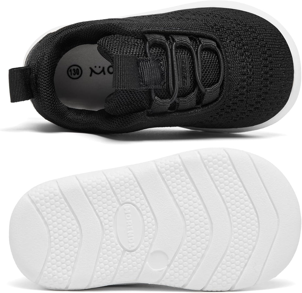 MORENDL Toddler Slip On Sneakers Baby Walking Shoes Non-Slip Breathable Unisex Pink Mesh Lace-Up Athletic Sneakers Infant Running Shoes