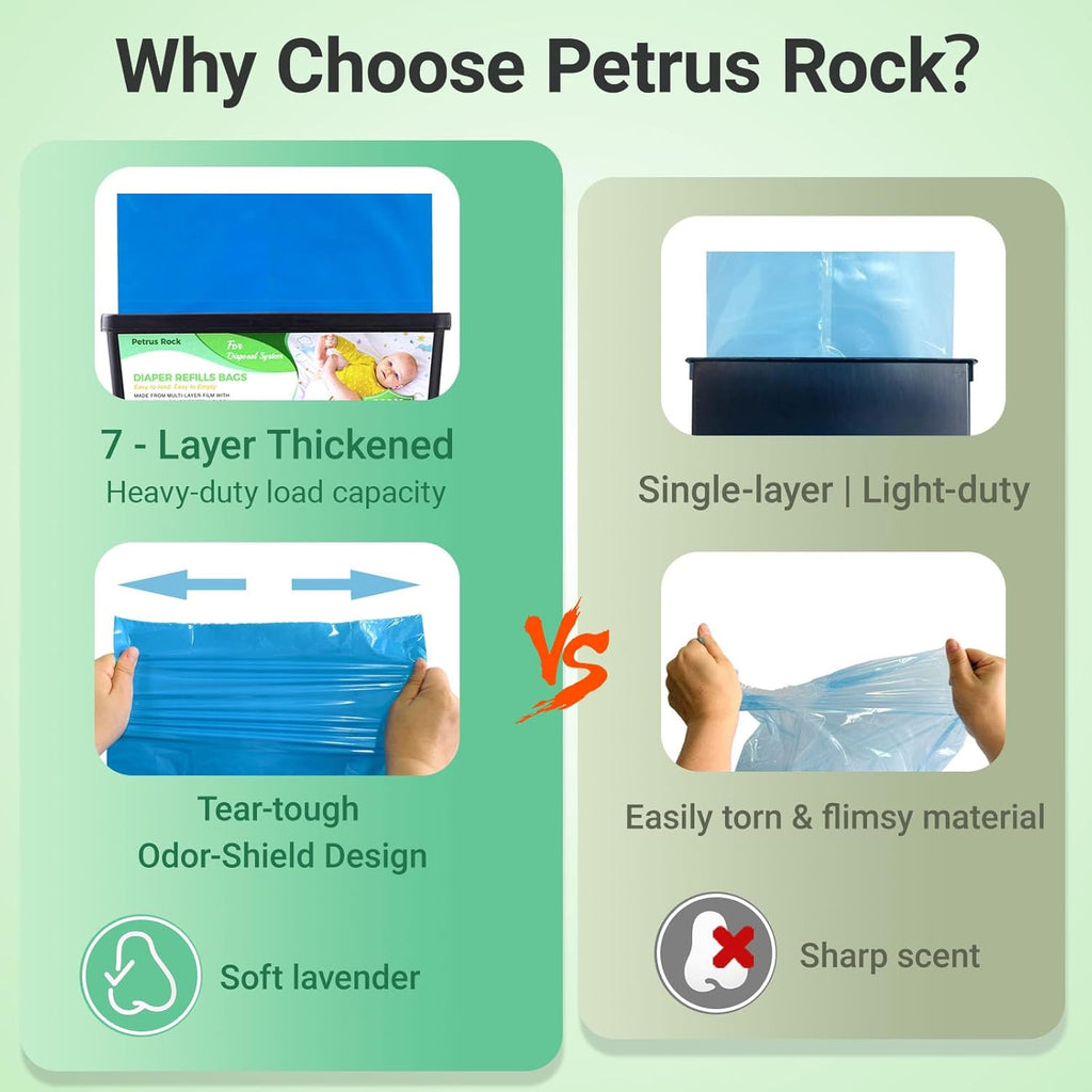 Diaper Pail Refill Bags | Compatible with Genie Easy Roll Refill Signature & Platinum Pails | 30 bags Per Refill | Extra Thick | 7-Layer Odor-Barrier Technology | Lavender Scented