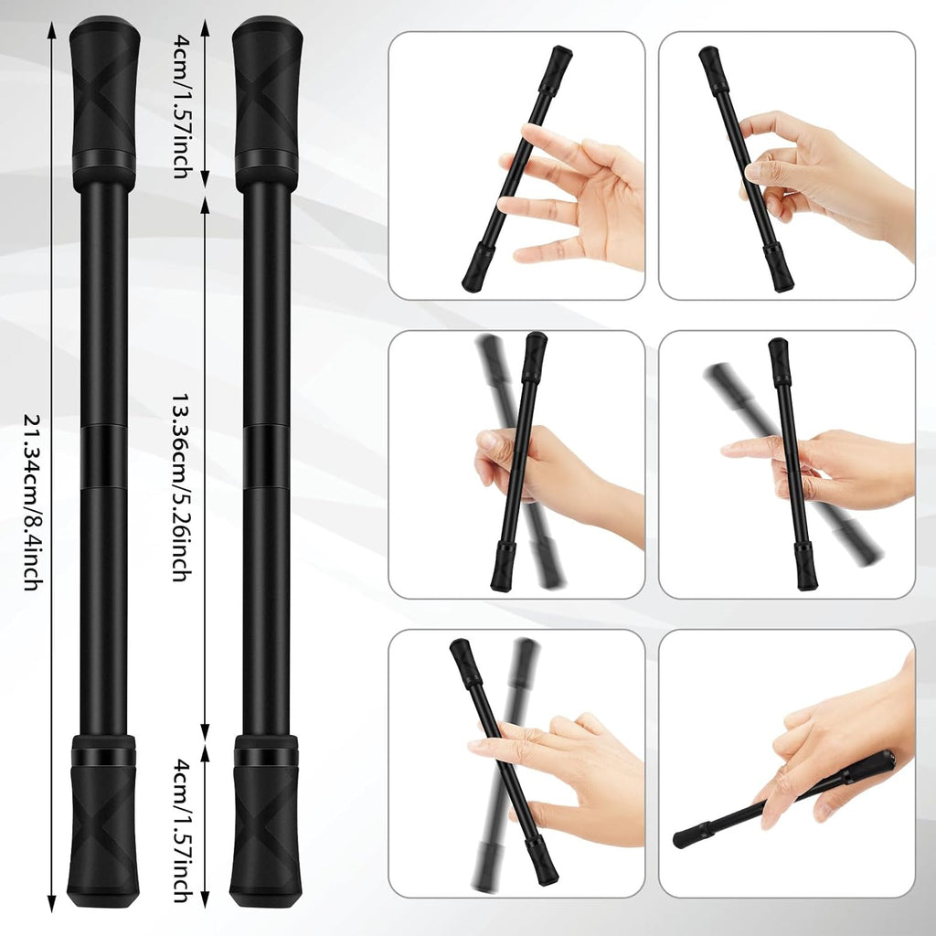 2 Pieces Pen Spinning Spinner Pen Gaming Pen Spinning Mod Gaming Spinning Pens Flying Spinning Pen Finger Rotating Pen for Kids Adults Office Supplies with Instruction Manual (Black)