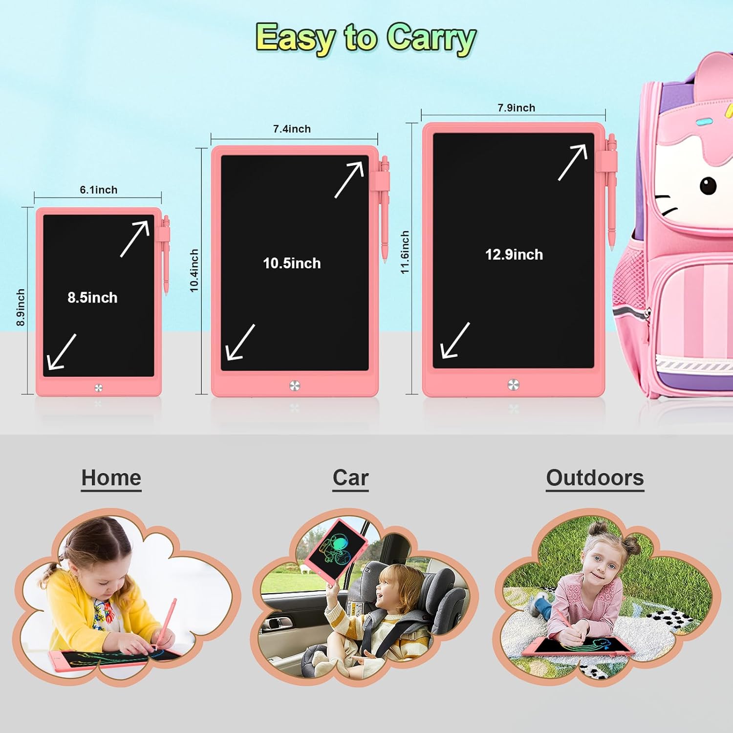 8.5 Inch LCD Writing Tablet for Kids, Colorful Toddler Doodle Board - Erasable Drawing Pad, Educational Learning Toy for Ages 3-8 - Valentine's Day Christmas Birthday Gifts (8.5 Inch, Pink)