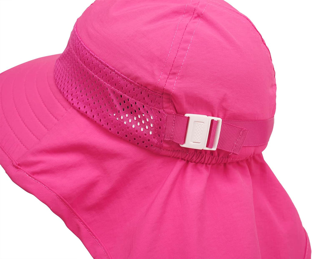 CHUNG Baby Sun Protection Hat Summer Toddler Adjustable UPF 50+ Wide Brim Neck Flap Beach Caps Boys Girls 1-12 Years Kids