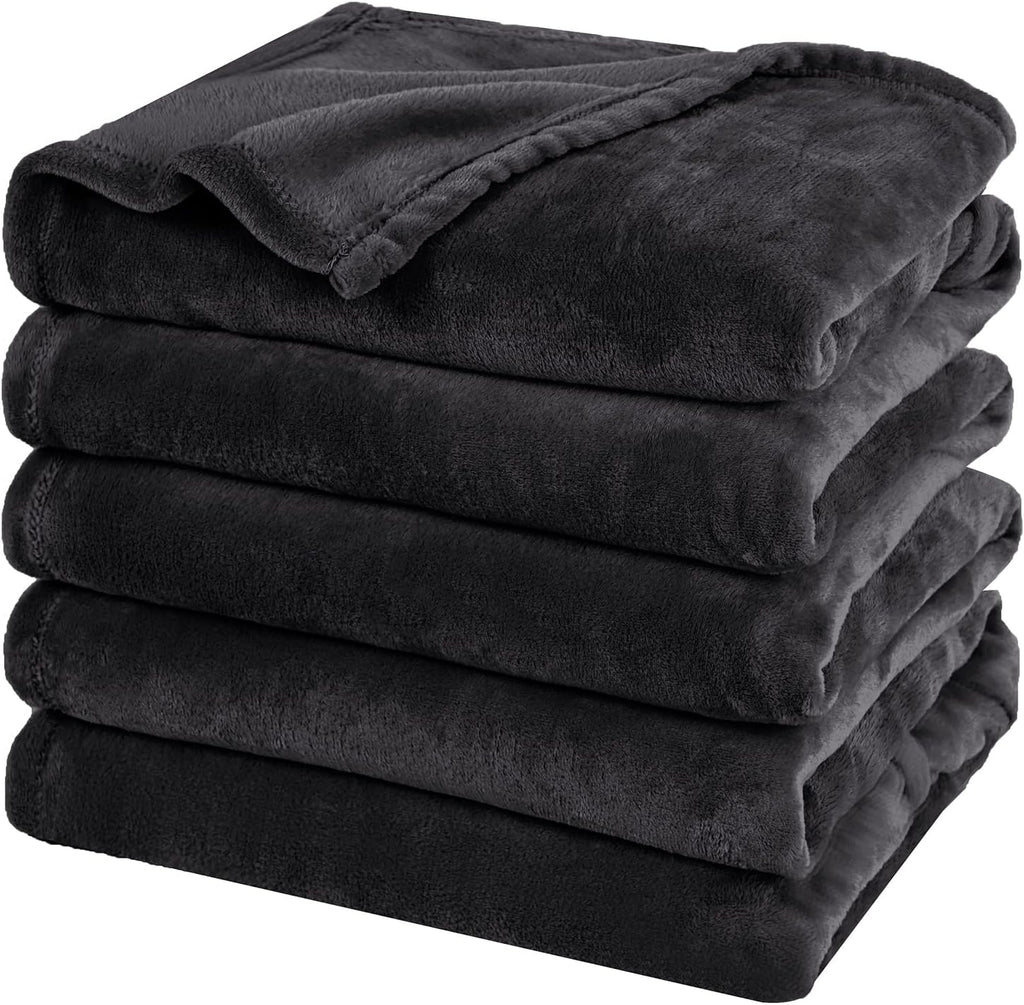PHF Oversized King Fleece Blanket 120"x120", No Shed No Pilling Big Soft Blanket, Extra Large 10'x 10' Lightweight for Bed, Sofa Travel and Camping, Suitable for All Season, Black