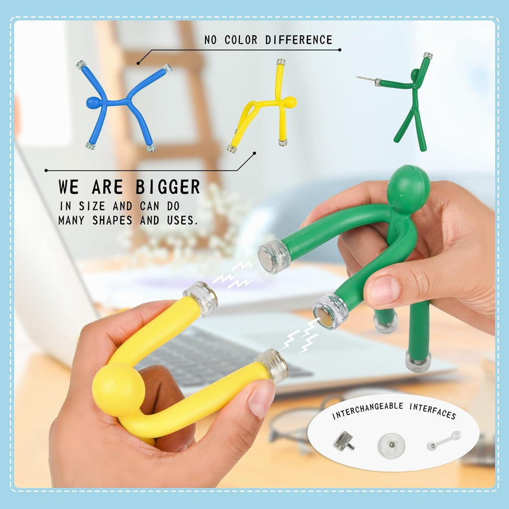 Funny Magnetic Men Toy Sets, Novelty Fidget Toys for Kids Adults, Colorful Shape-Changing Suction Cup Toys, Multipurpose Toys for Stress Relief, Travel, Office Desk, Fridge (Green)