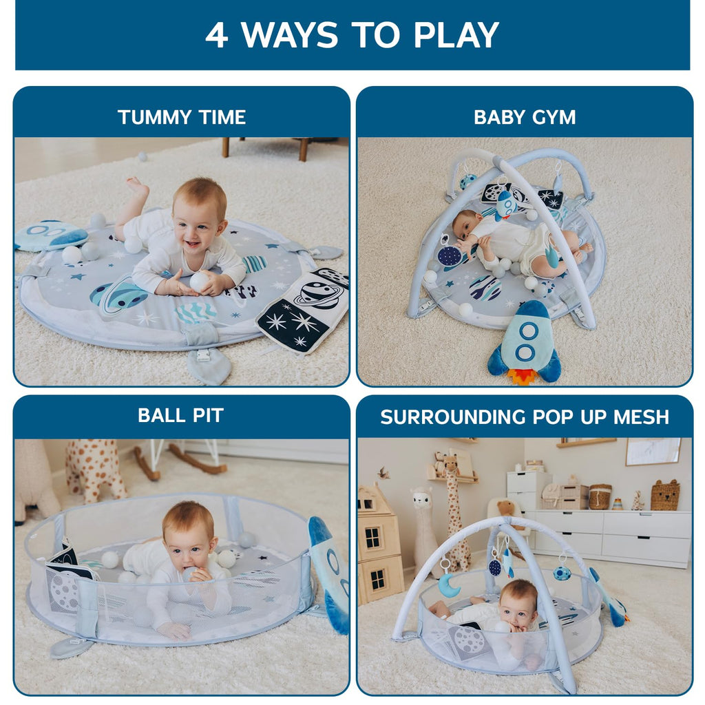6-in-1 XL Play Mat & Play Gym, Baby Gym, Baby Activity Gym, Sensory Exploration and Motor Skill Development Toys (Space Gray)