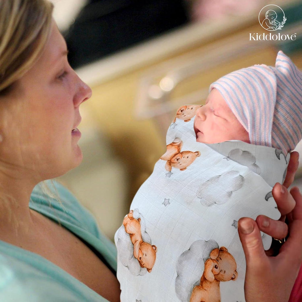 Muslin Swaddle Blankets for Newborn – 3 Pack Large 47"x47" Receiving Blankets – Soft, Breathable & Gentle – Unisex Sweet Dreams