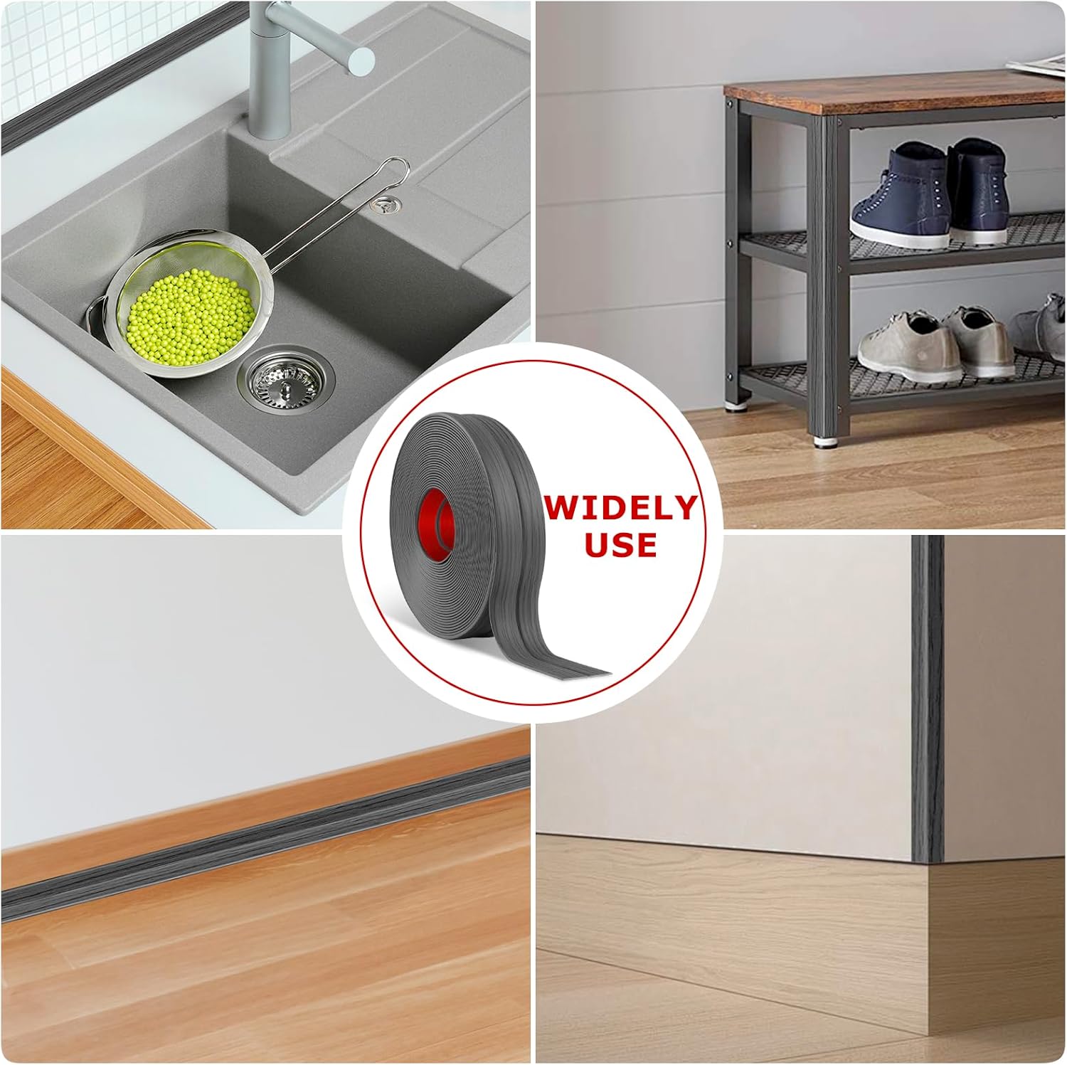 Flexible Wall Corner Protector Moulding Trim Peel and Stick Wall Corner Guards Edge Protector Self Adhesive Molding Trim Strip for Edge Ceiling (Deep Gray Wood Grain, 2.4 in x 10 Ft)