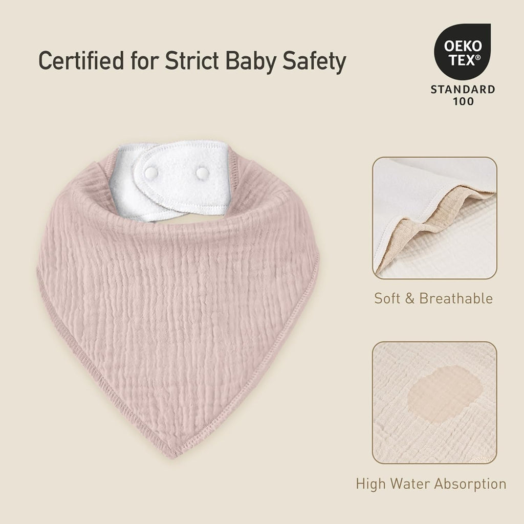 Muslin Baby Bibs 8 Pack, Baby Bandana Drool Bib for Drooling and Teething, Cotton Soft Absorbent for Girls Boys