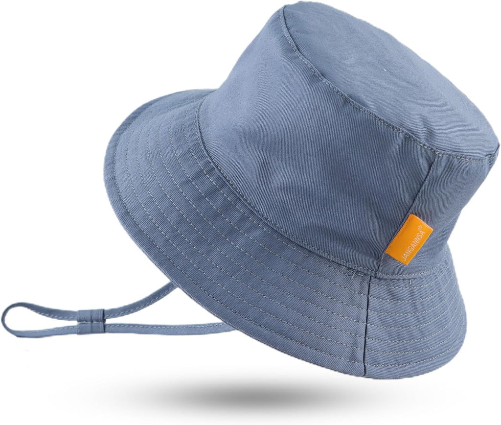 JANGANNSA Cotton Baby Sun Hat Infant Toddler Boys Girls Bucket Hats Summer Sun Protection Kids Beach Caps