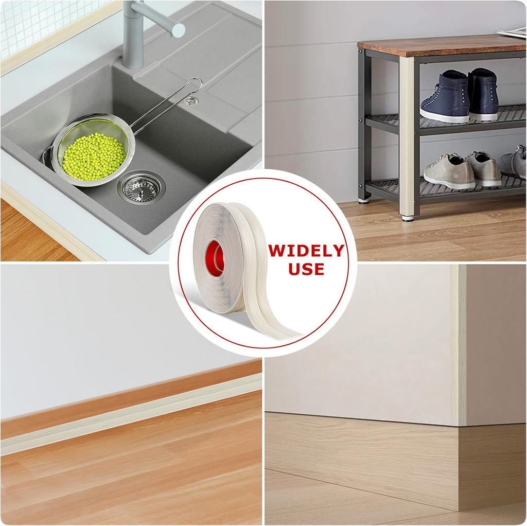 Flexible Wall Corner Protector Moulding Trim Peel and Stick Wall Corner Guards Edge Protector Self Adhesive Molding Trim Strip for Edge Ceiling (Beige Wood Grain, 0.8 in x 10 Ft)