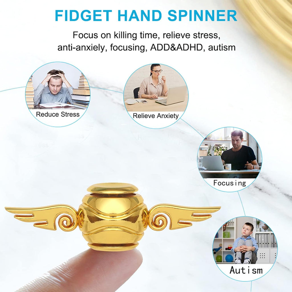 Golden Fidget Spinners Toys Metal for Kids Adults - Cool Finger Hand Spinner Orb Ball Toys for Age 3-12 Boys, Desk Toy Decoration Gift for Sensory Anxiety Stress Relief Autism