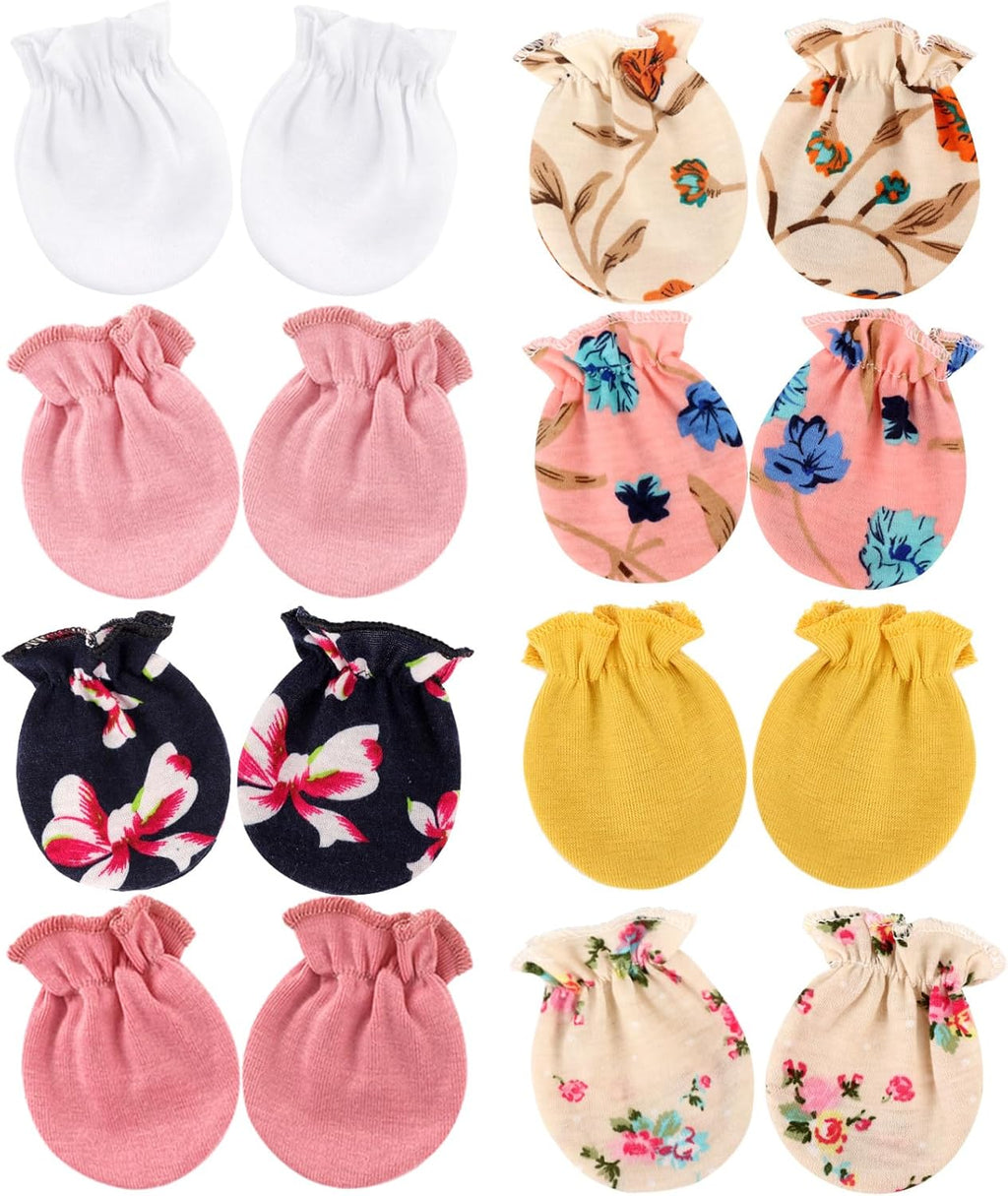 Newborn Baby Mittens No Scratch Cotton Elastic Wrist Gloves Infant Toddler Mittens for Baby Boy Girl 0-6 Months